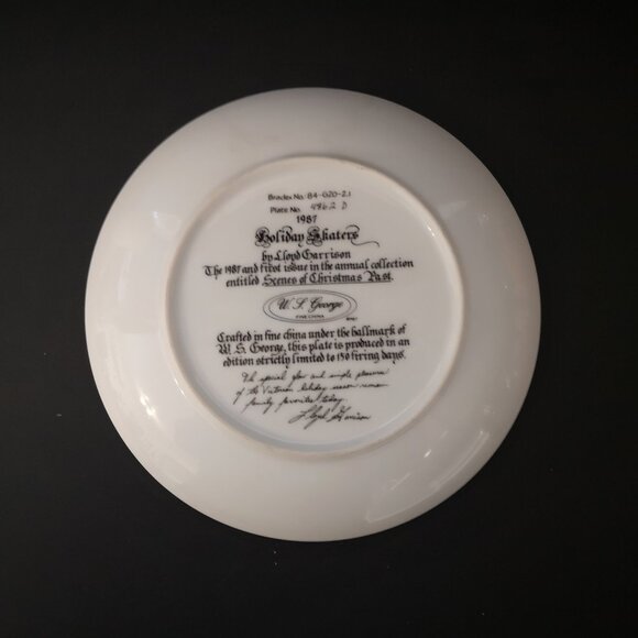 Vintage 1987 Limited Edition W.S. George "Holiday Skaters" Collector Plate - Picture 2 of 4